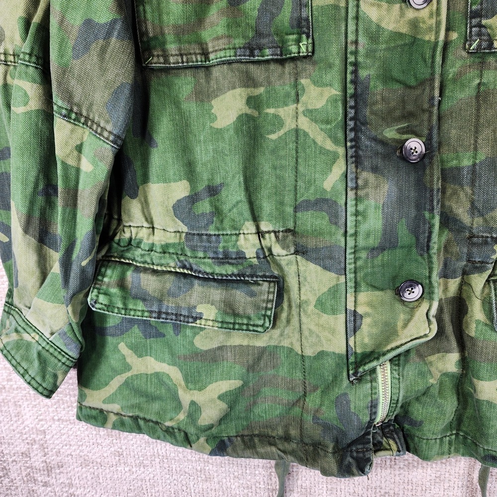Free People Seize The Day Canvas Military Jacket‎ Womens L Green Tan Camo NWT - Picture 4 of 16